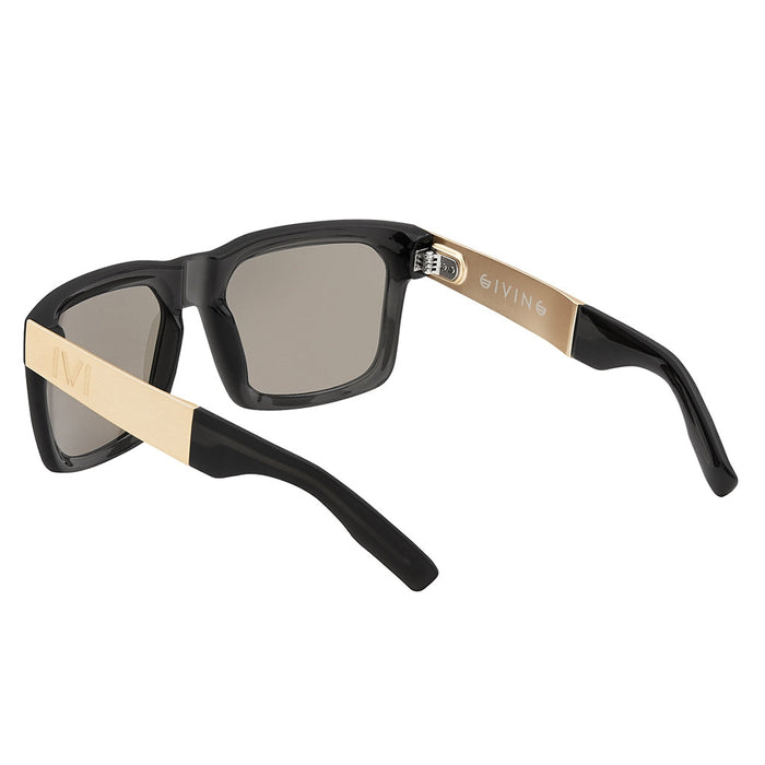 IVI VISION Sunglasses GIVING - Matte Grey Translucent - Brushed Gold / Gold Flash Lens