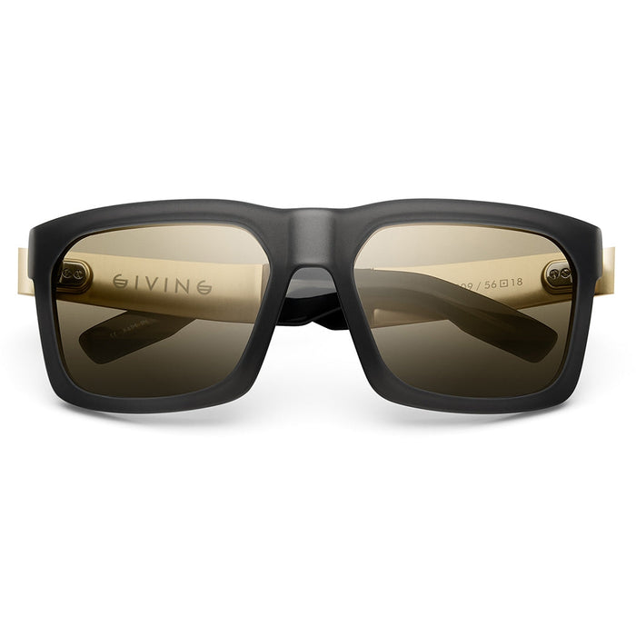 IVI VISION Sunglasses GIVING - Matte Grey Translucent - Brushed Gold / Gold Flash Lens