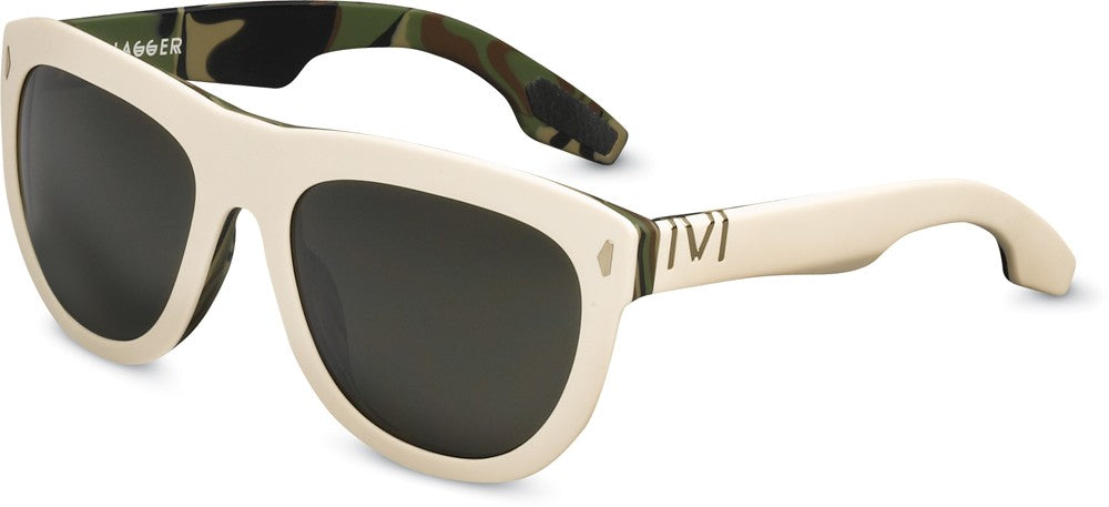 IVI VISION Sunglasses JAGGER - Polished Ivory - Dpm / Green Grey Lens