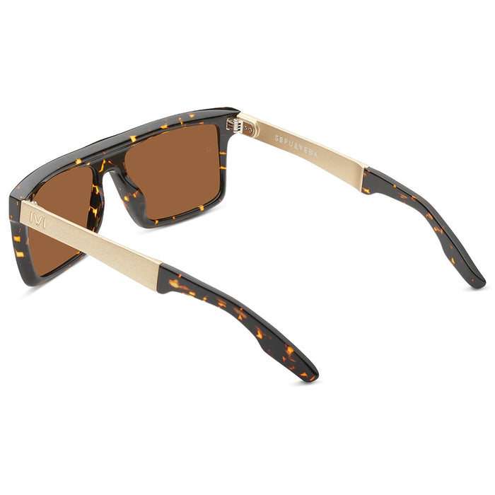 IVI VISION Sunglasses SEPULVEDA - Polished Ambercomb Tortoise - Brushed Gold / Bronze AR Lens