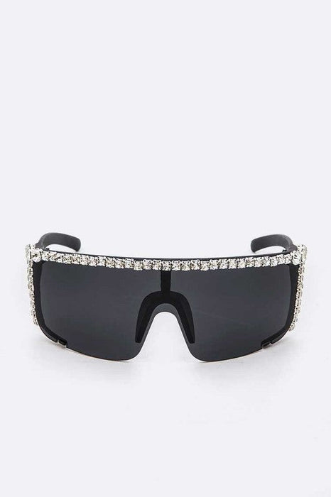 Rhinestone Shield Inspired Statement Sunglasses