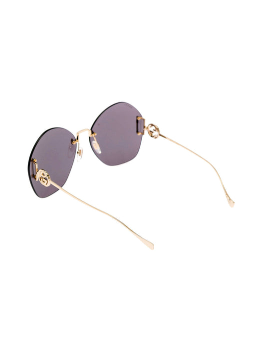 Gucci Women Geometric-Frame Sunglasses In Gold-Tone Metal With Gey Lens Gucci Woman