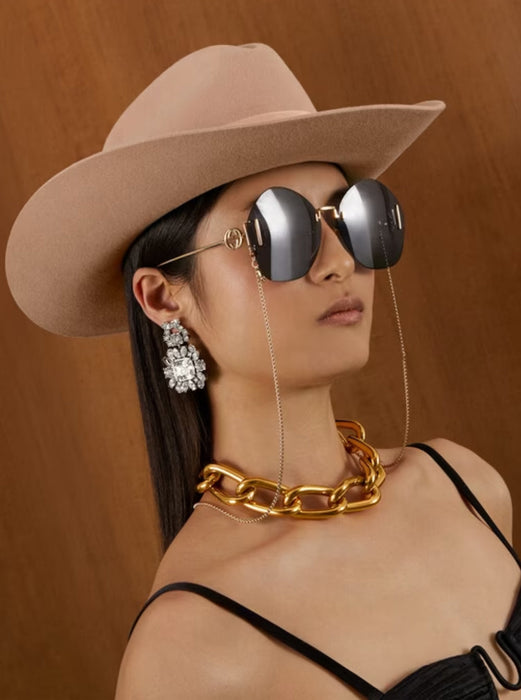 Gucci Women Geometric-Frame Sunglasses In Gold-Tone Metal With Gey Lens Gucci Woman