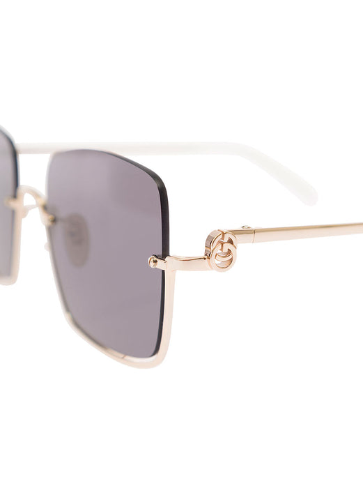 Gucci Women 'Gg1279s' Gold-Colored Sunglasses With Thin Temples And Intrelocking G Detail In Metal Woman