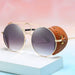 RAMODO JEWELRY Retro Leather Accent Round Sunglasses - Unique & Edgy - Product image