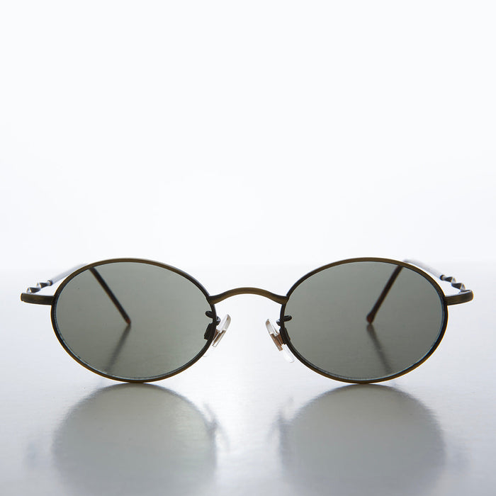 90s Small Oval Metal Frame Sunglasses - Wu
