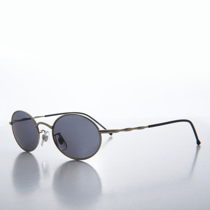 90s Small Oval Metal Frame Sunglasses - Wu
