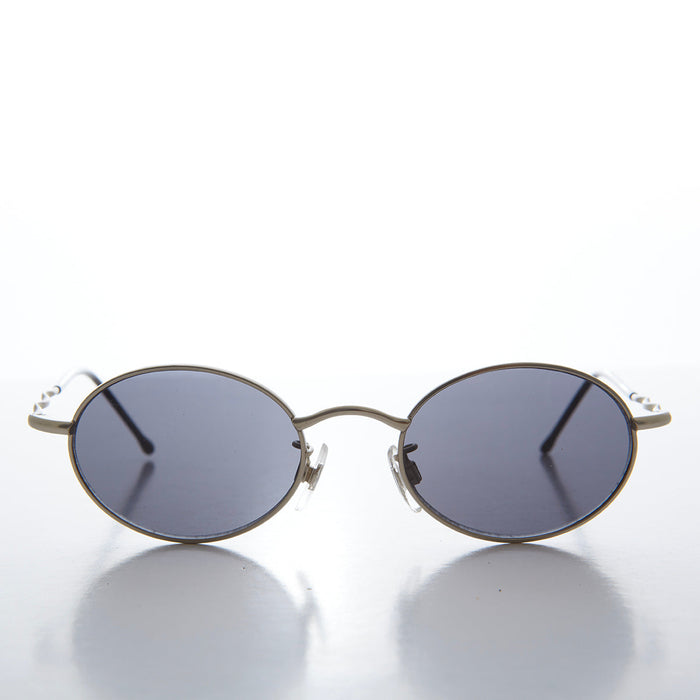 90s Small Oval Metal Frame Sunglasses - Wu