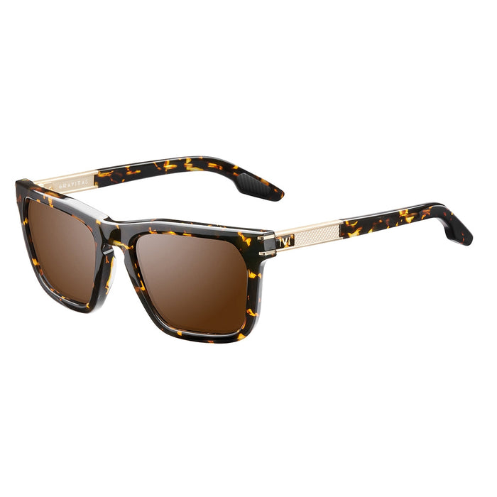 IVI VISION Sunglasses GRAVITAS - Polished Ambercomb Tortoise - Brushed Gold / Bronze AR Lens