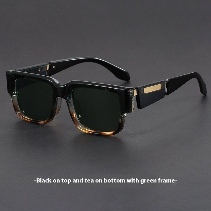 Gray Blue Square Thick Frame Sunglasses UV-proof Retro Simple Sun Glasses