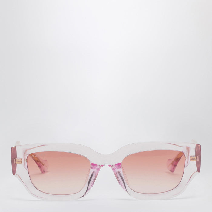 Gucci Rectangular Pink/Transparent Sunglasses Women