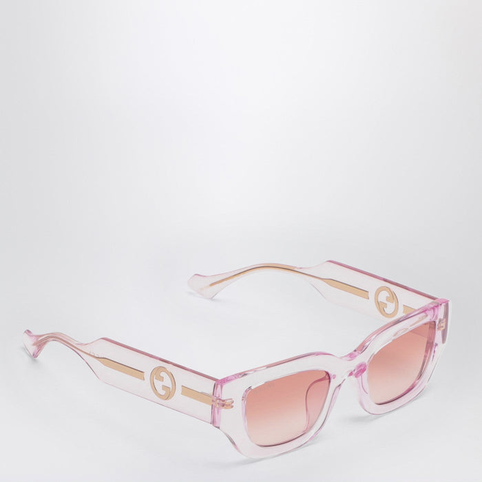 Gucci Rectangular Pink/Transparent Sunglasses Women