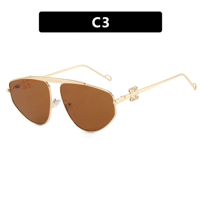 Single beam irregular sunglasses, metal toad hollow sunglasses, European and American UV resistant sunglasses, concave design for women