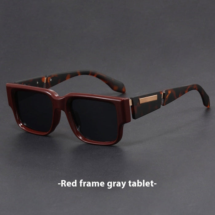 Gray Blue Square Thick Frame Sunglasses UV-proof Retro Simple Sun Glasses