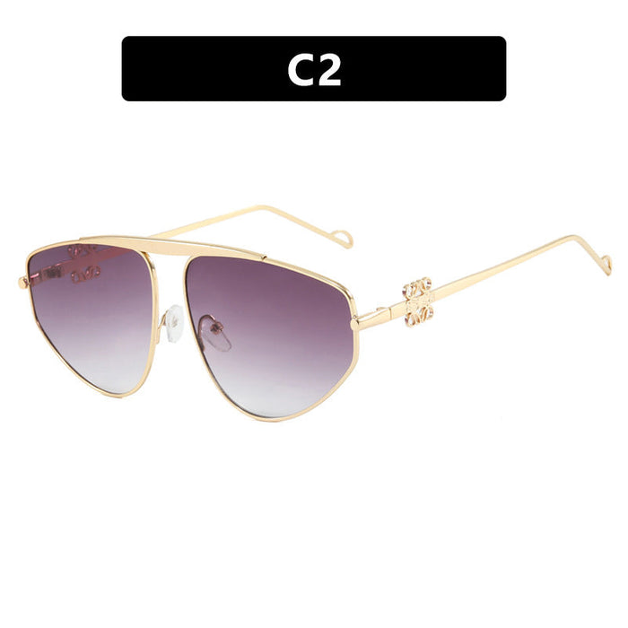 Single beam irregular sunglasses, metal toad hollow sunglasses, European and American UV resistant sunglasses, concave design for women