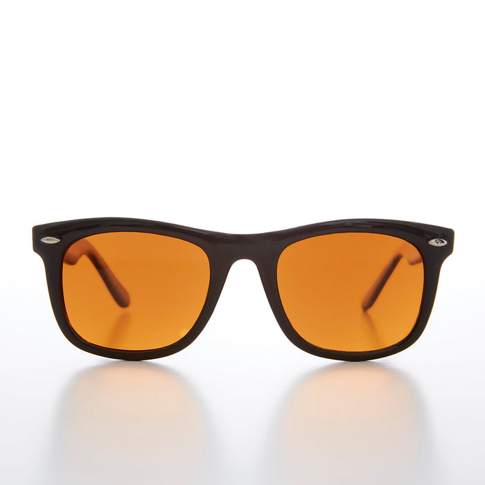SUNGLASS MUSEUM Classic Square Sunglass with Amber Lens - Aiden