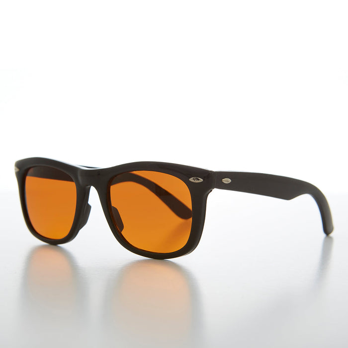 SUNGLASS MUSEUM Classic Square Sunglass with Amber Lens - Aiden