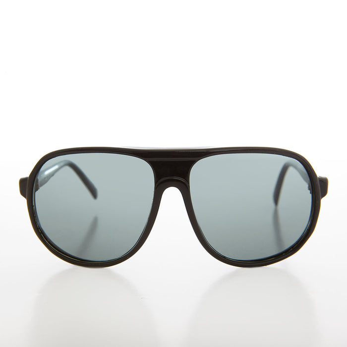 SUNGLASS MUSEUM 80s Black Aviator Sunglass with Glass Lens - Akira