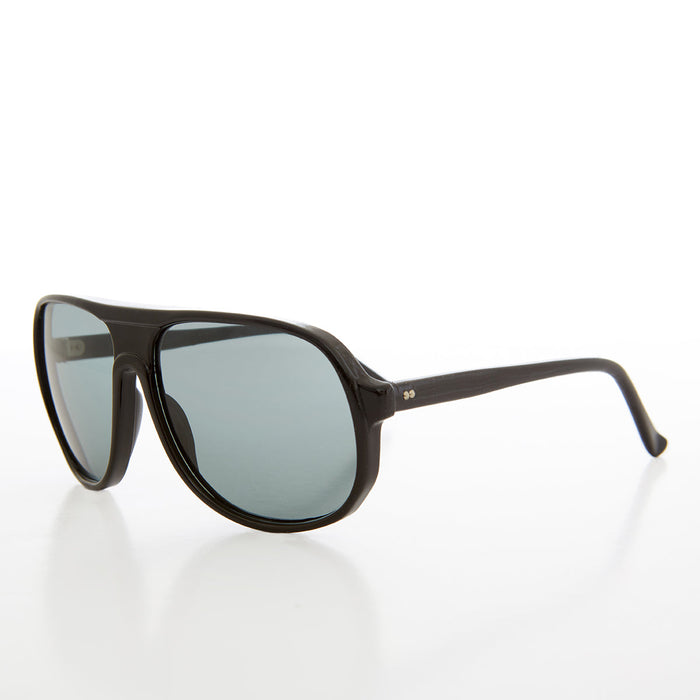 SUNGLASS MUSEUM 80s Black Aviator Sunglass with Glass Lens - Akira