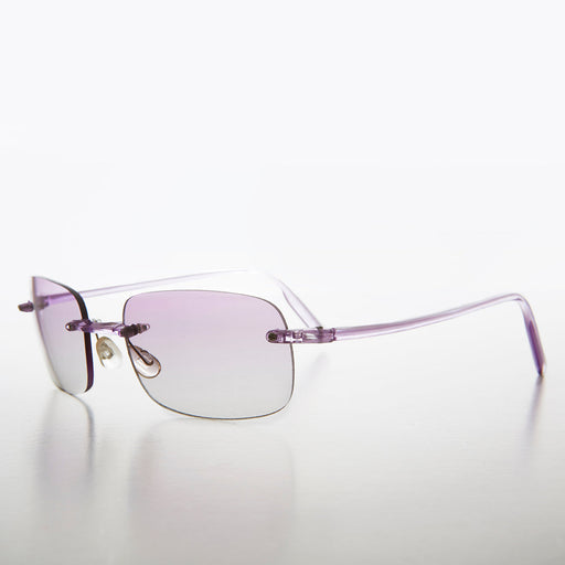 image of sunglasses model SUNGLASS MUSEUM Rimless Color Lens Rectangular Vintage Sunglass- Ansen