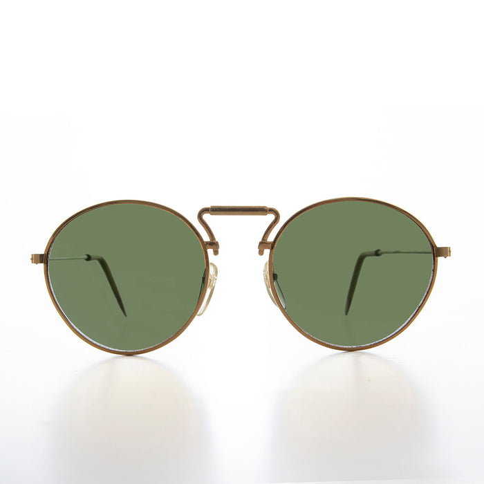 90s large Round Sunglass with Unique Bridge Design - Apache