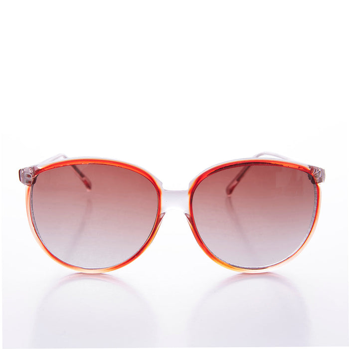 Round Large Women's Clear Frame 80s Vintage Sunglass - April