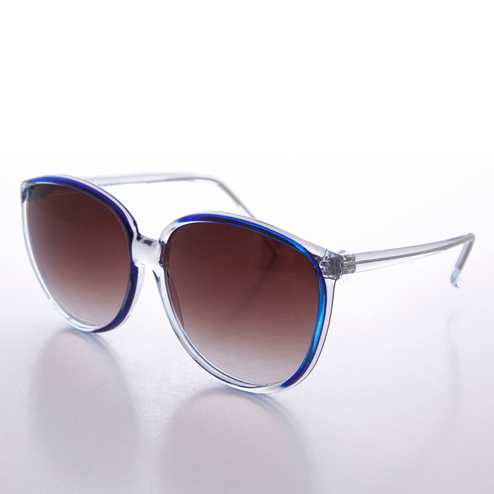 Round Large Women's Clear Frame 80s Vintage Sunglass - April