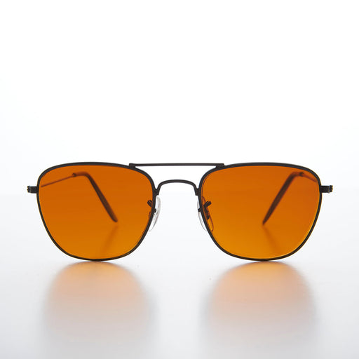 image of sunglasses model SUNGLASS MUSEUM Small Square Amber Colored Lens Aviator 50mm - Areo