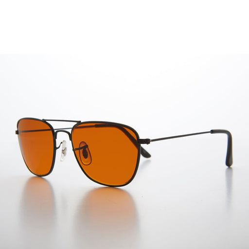 image of sunglasses model SUNGLASS MUSEUM Small Square Amber Colored Lens Aviator 50mm - Areo