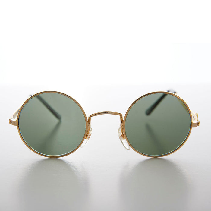 Round Sunglass with Peace Sign and Glass Lens - Arrow