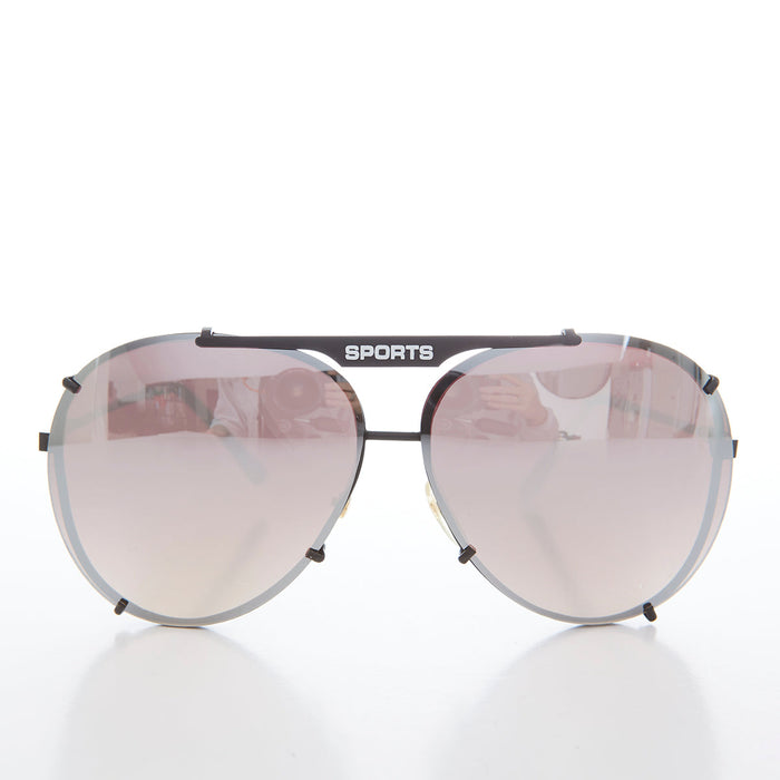 SUNGLASS MUSEUM Rimless Aviator Vintage Sunglass with Mirror Lens - Flashy