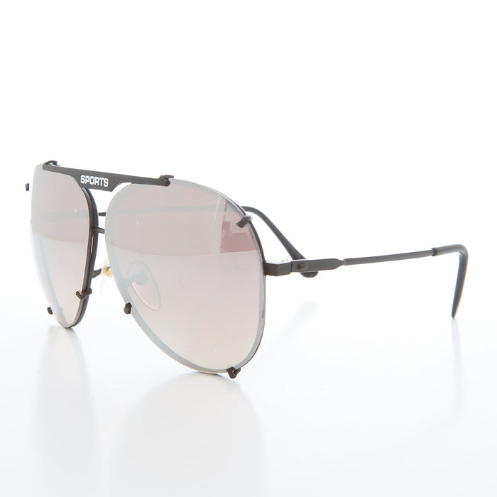 SUNGLASS MUSEUM Rimless Aviator Vintage Sunglass with Mirror Lens - Flashy