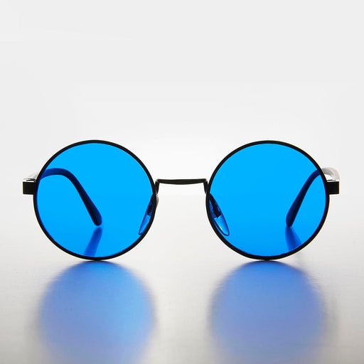 image of sunglasses model SUNGLASS MUSEUM Round Hippie Sunglass with Colored Lenses - Aura