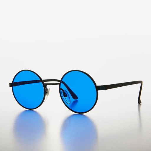 image of sunglasses model SUNGLASS MUSEUM Round Hippie Sunglass with Colored Lenses - Aura