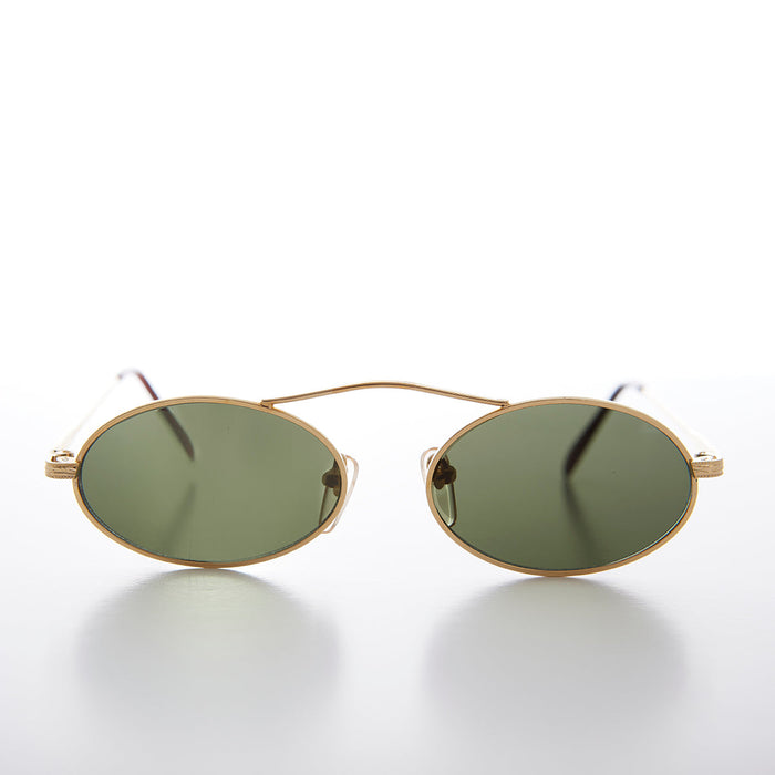 SUNGLASS MUSEUM 90s Oval Metal Aviator Sunglass with Floating Cross Bar - Avery