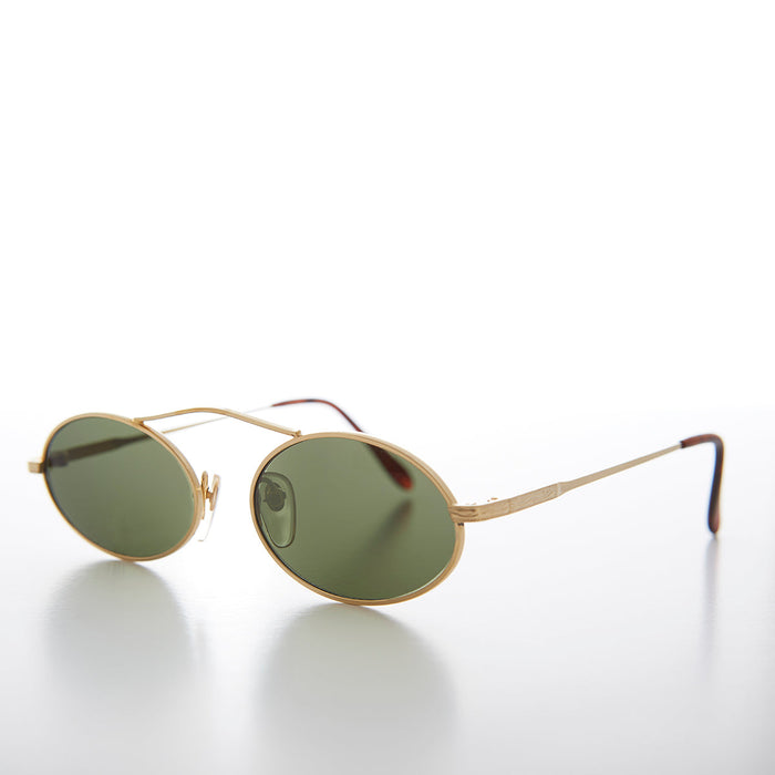 SUNGLASS MUSEUM 90s Oval Metal Aviator Sunglass with Floating Cross Bar - Avery