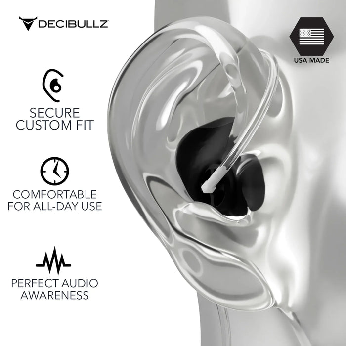 Custom Moldable Awareness Earpiece for Clear Tube, Radio, Surveillance, and Communication Headsets