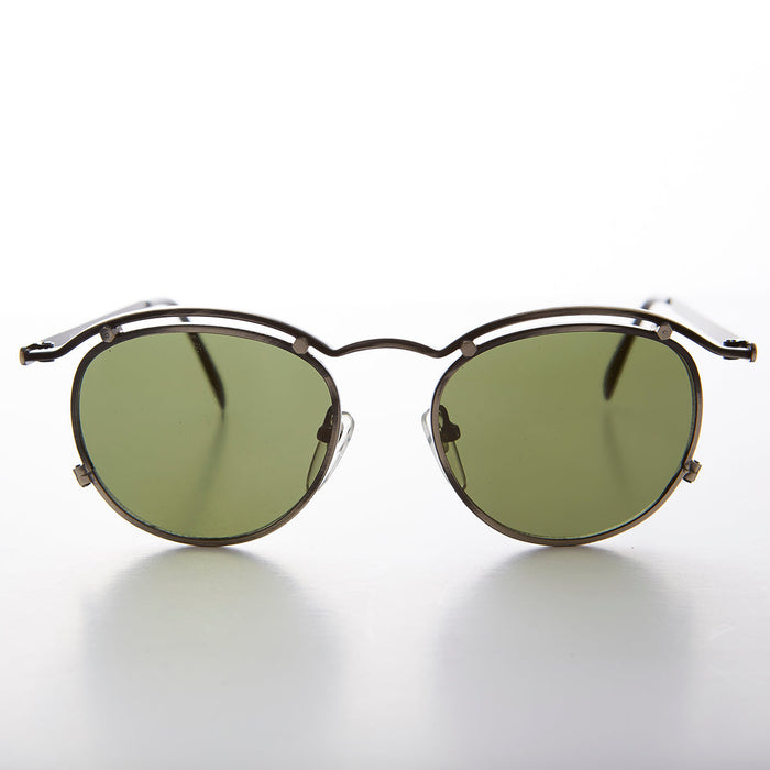 SUNGLASS MUSEUM Round Gold Industrial Vintage 90s Sunglasses - Axl