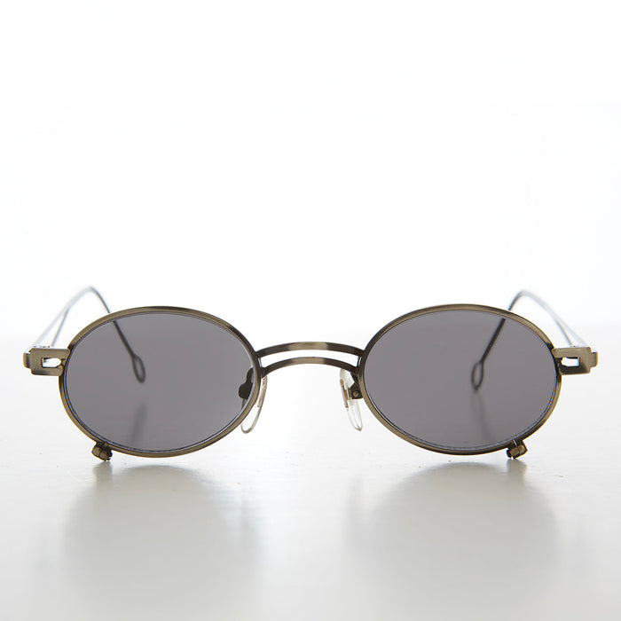 SUNGLASS MUSEUM Small Oval 90s Full Metal Steampunk Sunglasses - Azari
