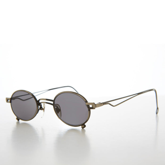 SUNGLASS MUSEUM Small Oval 90s Full Metal Steampunk Sunglasses - Azari