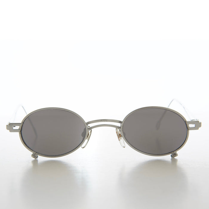 SUNGLASS MUSEUM Small Oval 90s Full Metal Steampunk Sunglasses - Azari
