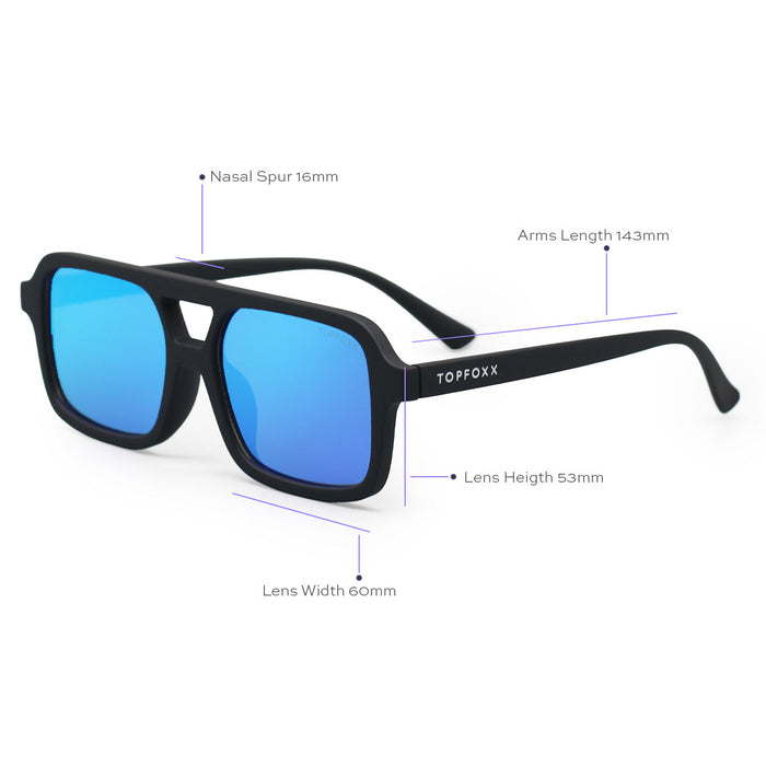 TOPFOXX Atlas - Mirrored Blue Squared Sunglasses - Product image