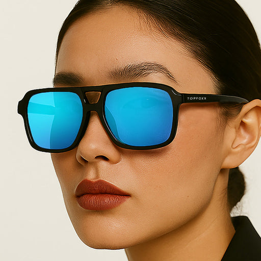 TOPFOXX Atlas - Mirrored Blue Squared Sunglasses - Product image
