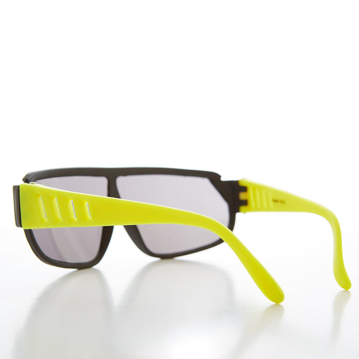 SUNGLASS MUSEUM 80s Neon Sports Shield Vintage Sunglass - Barney