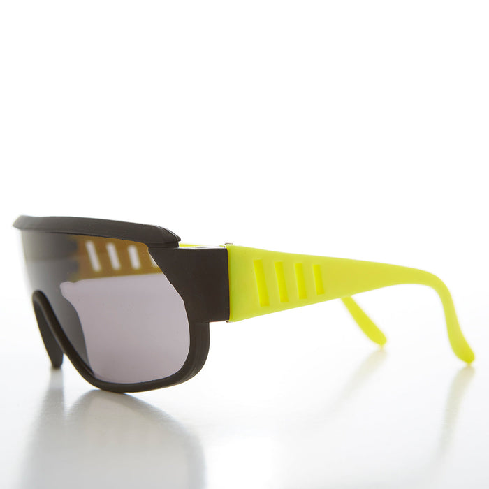 SUNGLASS MUSEUM 80s Neon Sports Shield Vintage Sunglass - Barney