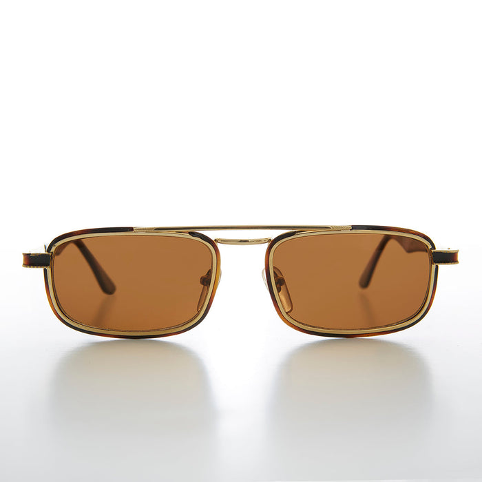 SUNGLASS MUSEUM Gold Rectangular 80s Sunglass - Beau