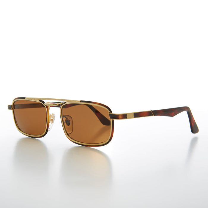 SUNGLASS MUSEUM Gold Rectangular 80s Sunglass - Beau