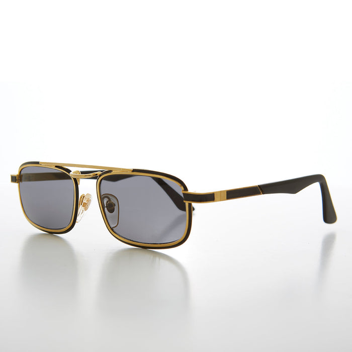 SUNGLASS MUSEUM Gold Rectangular 80s Aviator Sunglass - Beau