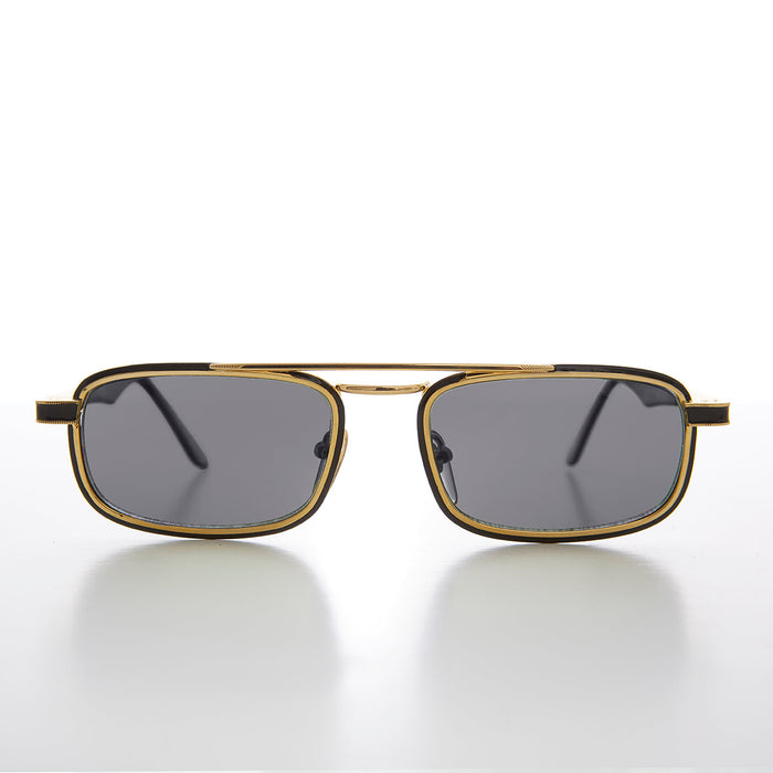 SUNGLASS MUSEUM Gold Rectangular 80s Aviator Sunglass - Beau