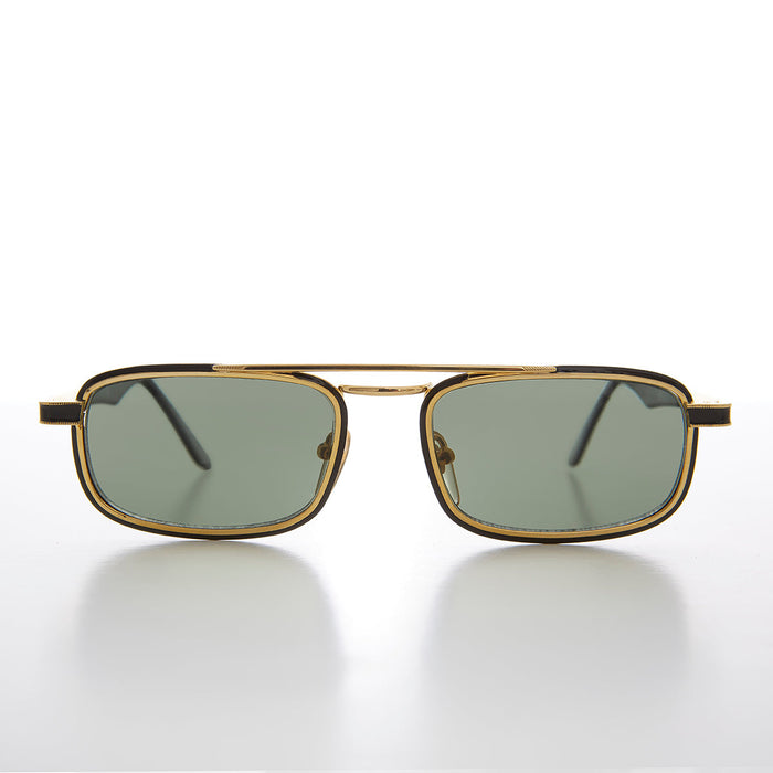 SUNGLASS MUSEUM Gold Rectangular 80s Aviator Sunglass - Beau